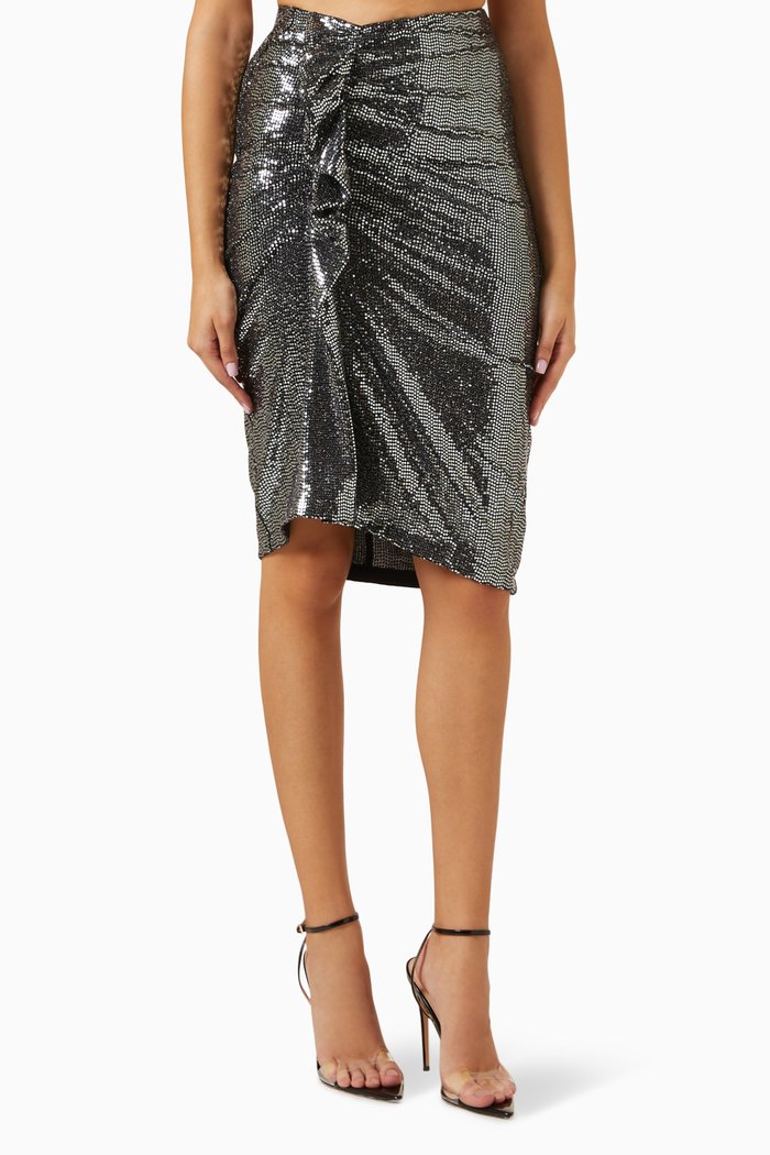 

Flou Dolene Midi Skirt in Nylon, Silver