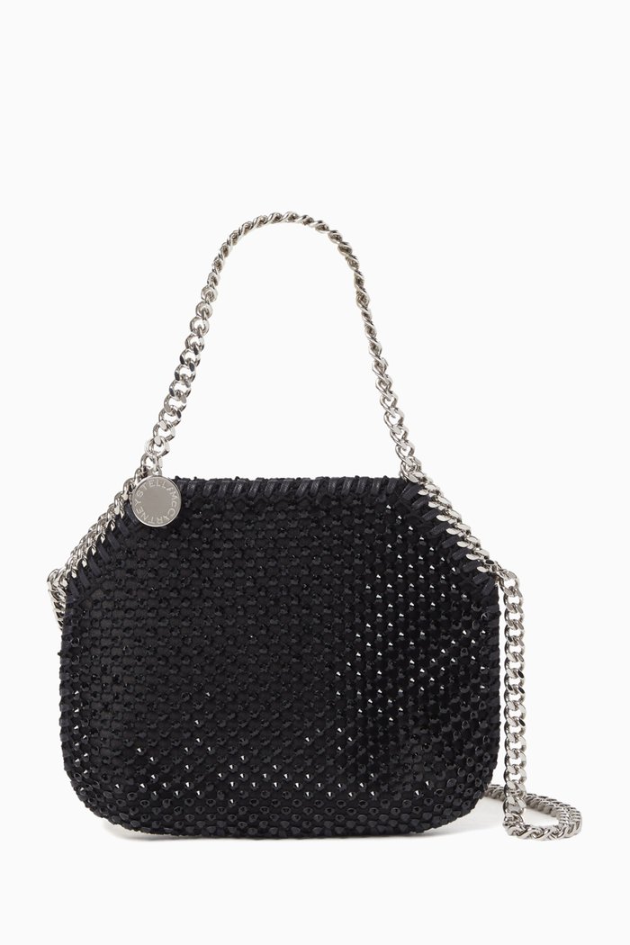 

Mini Falabella Tote Bag in Crystal Mesh, Black