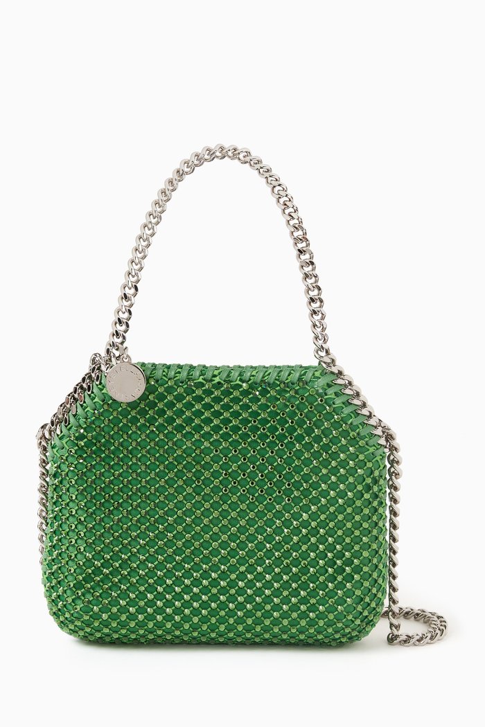 

Mini Falabella Tote Bag in Crystal Mesh, Green