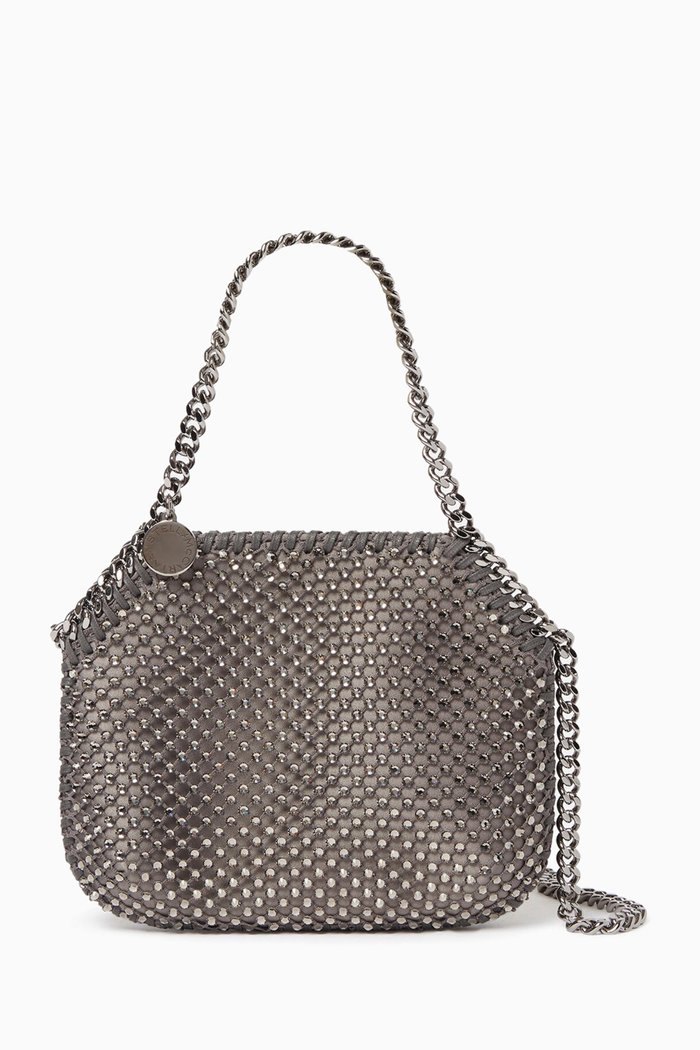 

Mini Falabella Tote Bag in Crystal Mesh, Grey