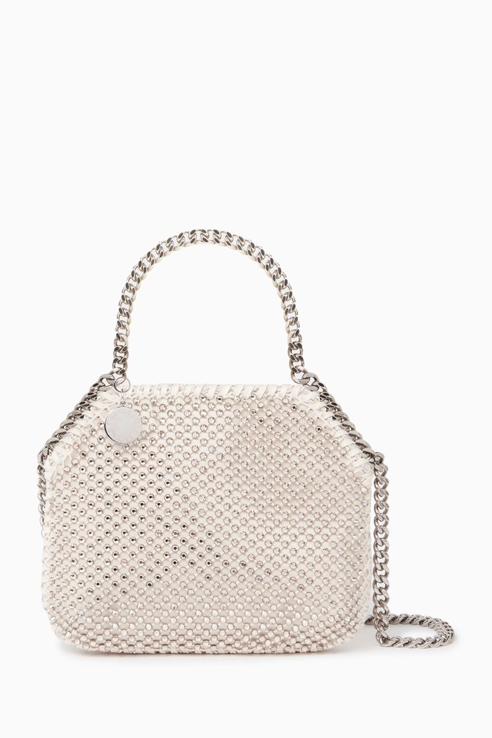

Mini Falabella Tote Bag in Crystal Mesh, White