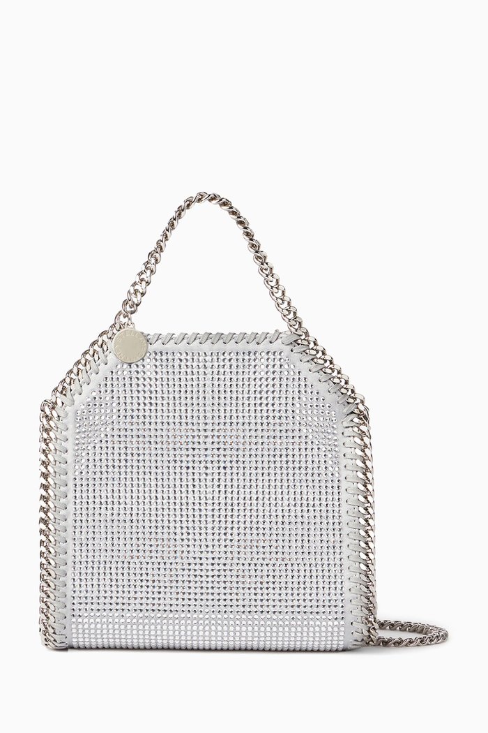 

Falabella Tiny Tote Bag in Hotfix Crystals, Silver