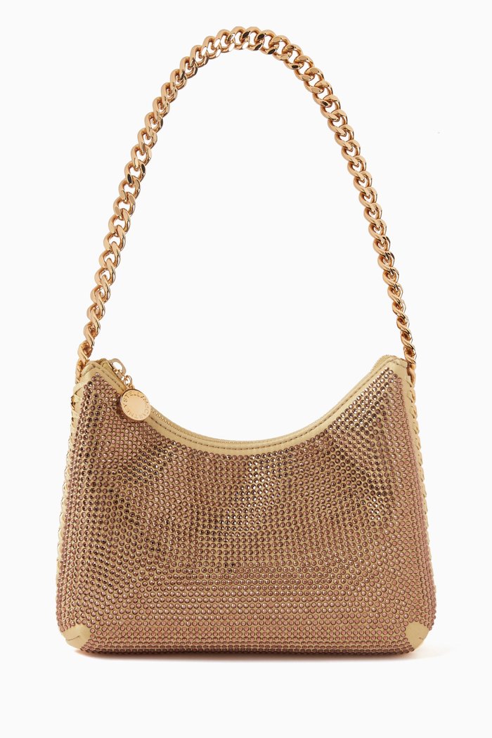 

Mini Falabella Zip Shoulder Bag in Hotfix Crystals, Neutral