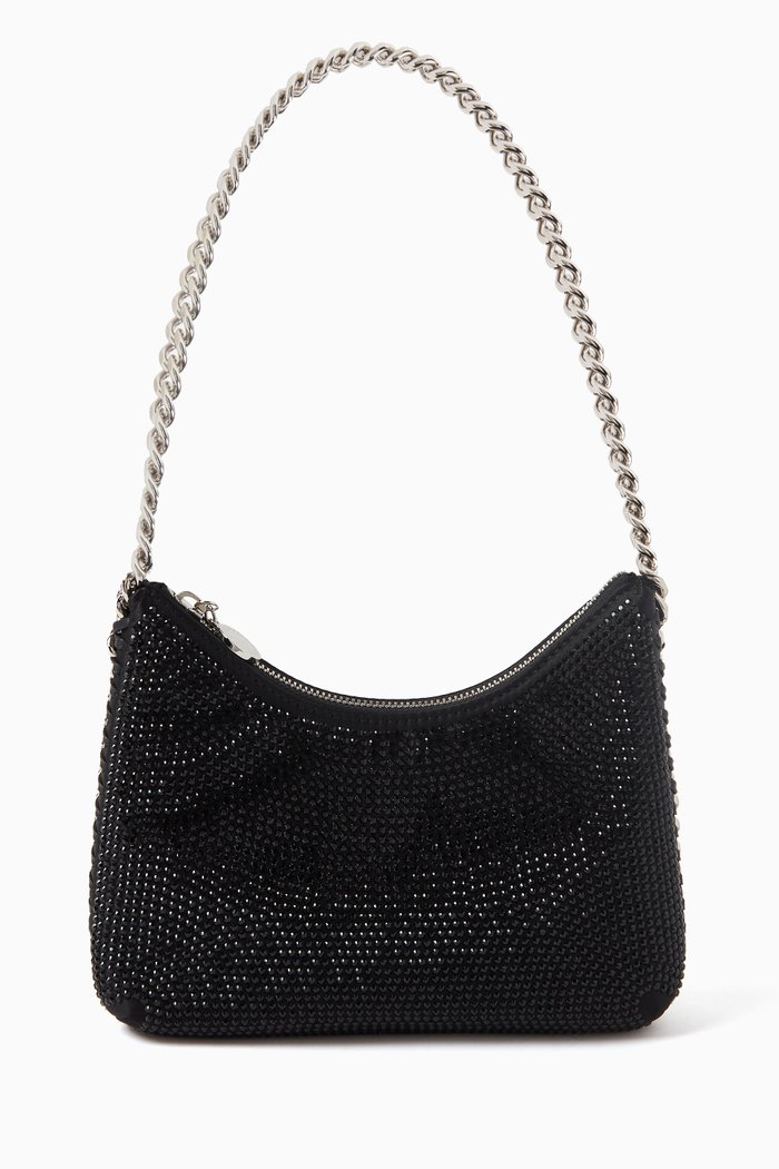 

Mini Falabella Zip Shoulder Bag in Hotfix Crystals, Black