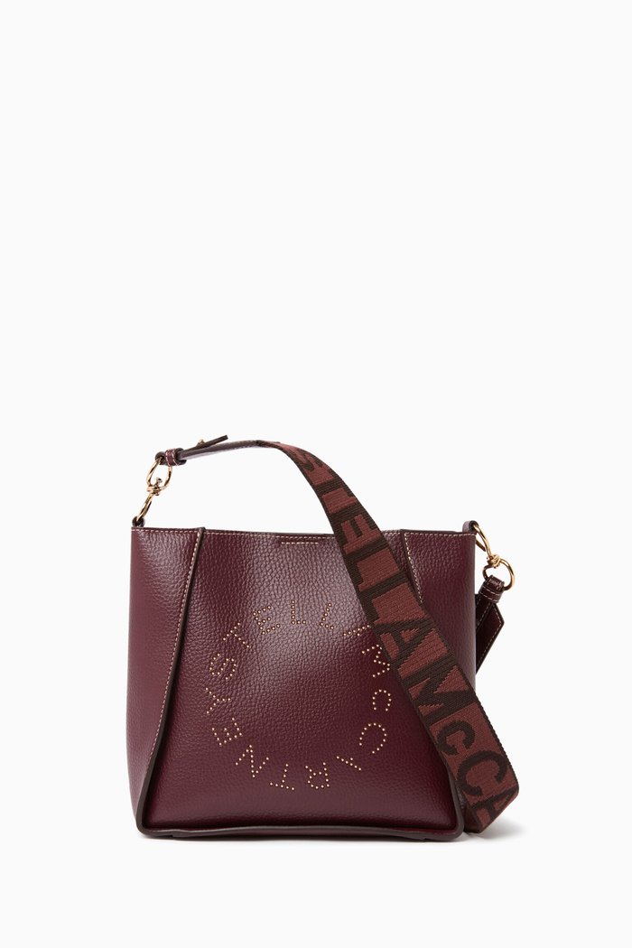 Mini Stella Logo Shoulder Bag in Eco Alter Nappa, Purple