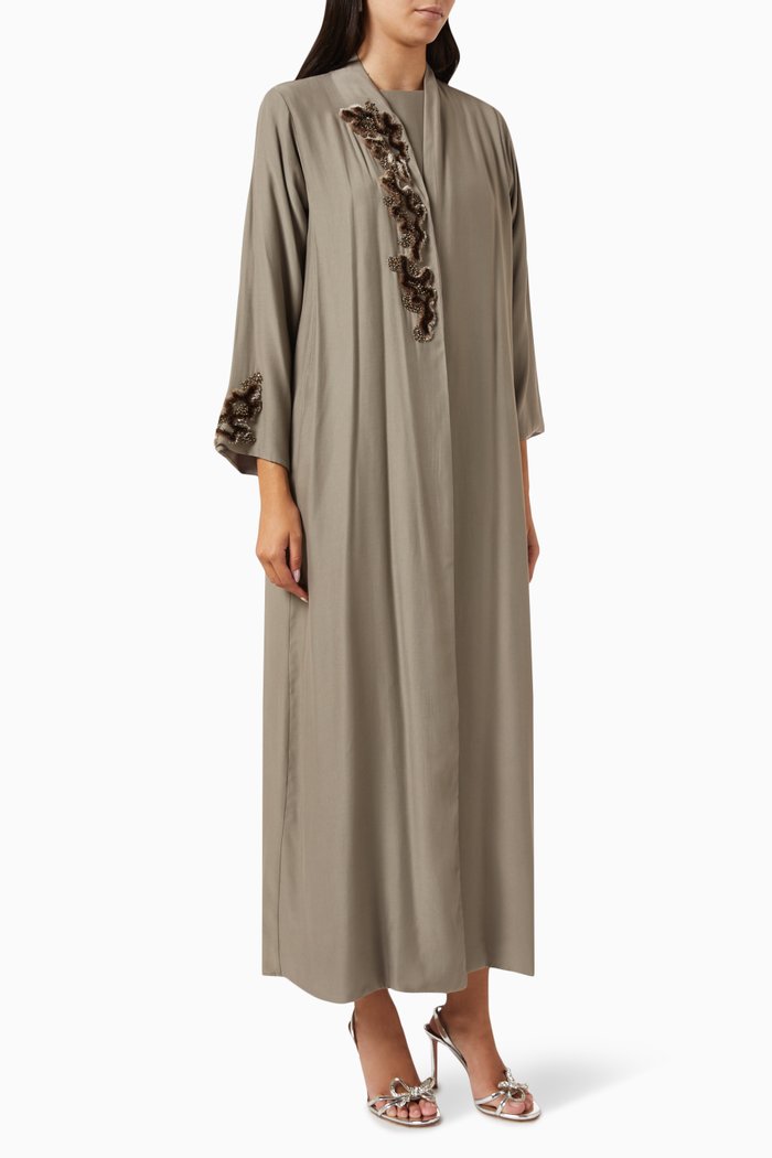 

Embellished Abaya, Grey