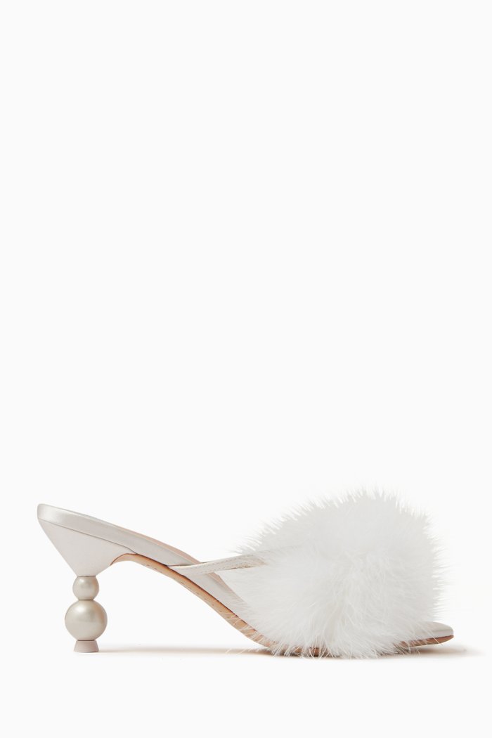 

Delicia Marabou 70 Mules in Feather & Satin, White
