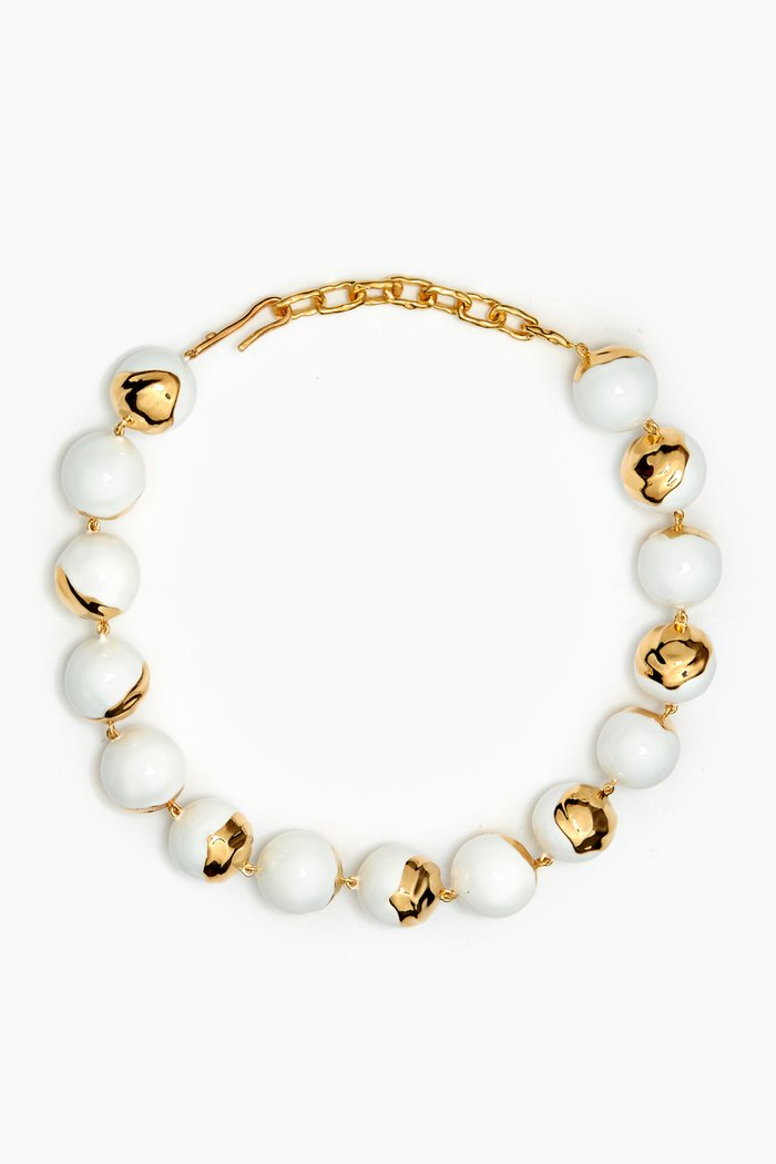 

Statement Multi Orbs Choker Necklace in 18kt Gold Plating, White