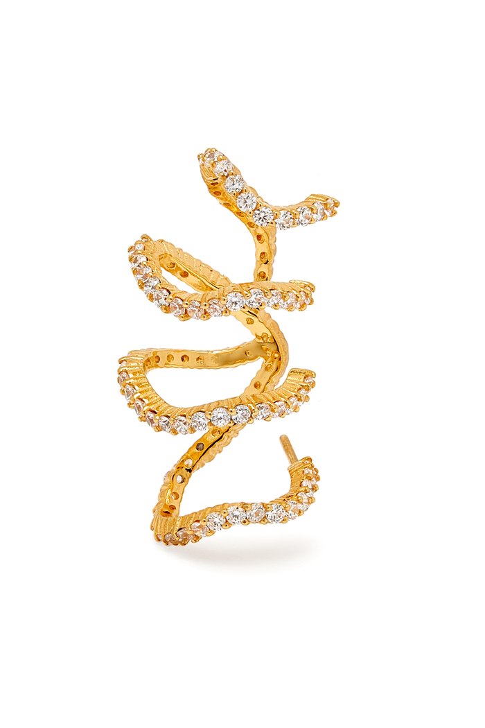 

Wave Single Ear Cuff in 18kt Gold-plated Brass