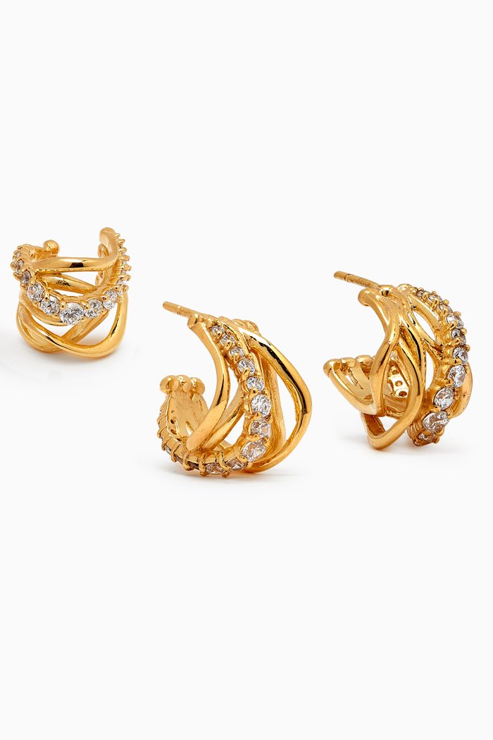 

Multi Wave Earring Set in 18kt Gold-plated Brass
