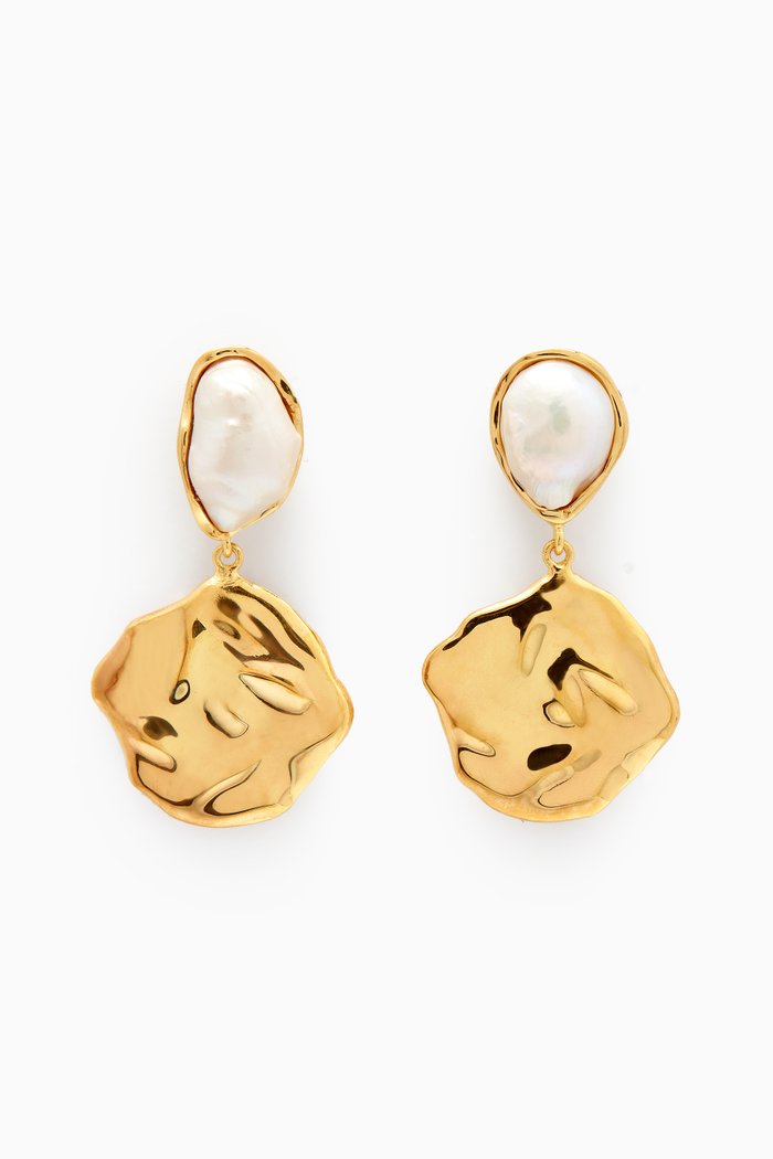 

Wave Dangling Earrings in 18kt Gold-plated Brass