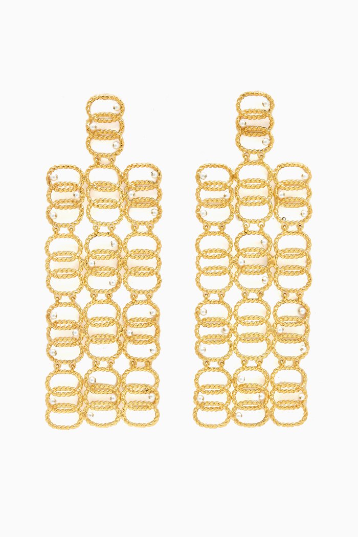 

Statement Linked Earrings in 18kt Gold-plated Brass