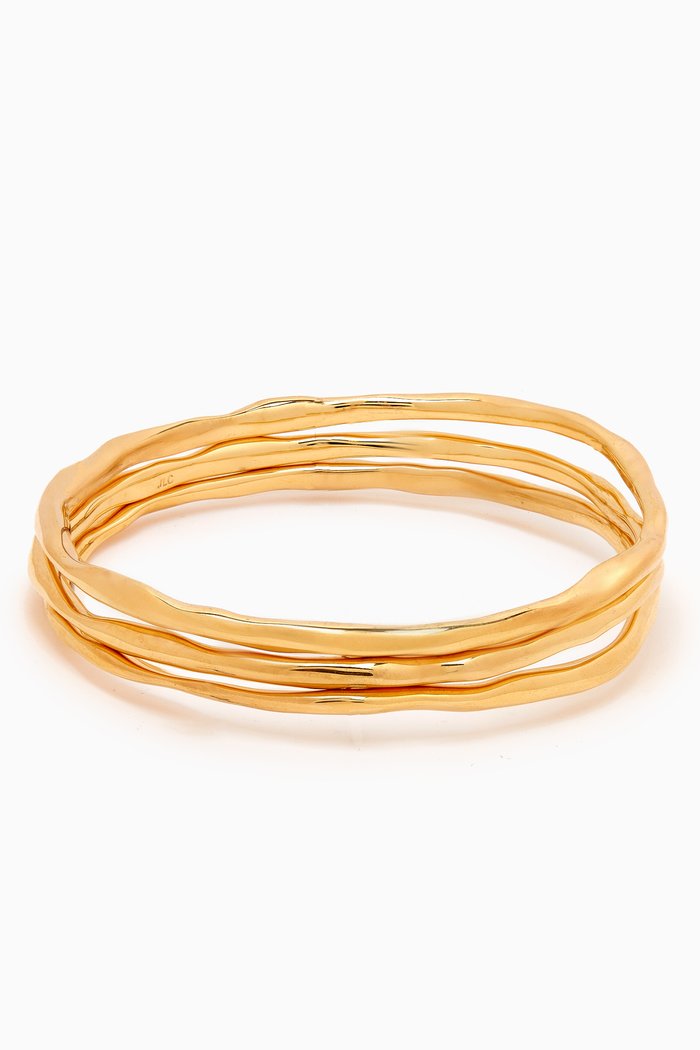 

Wave Set of 3 Bangles in 18k Gold-plated Brass