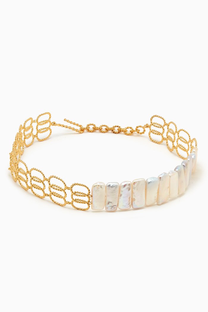 

Statement Linked Choker Necklace in 18k Gold-plated Brass