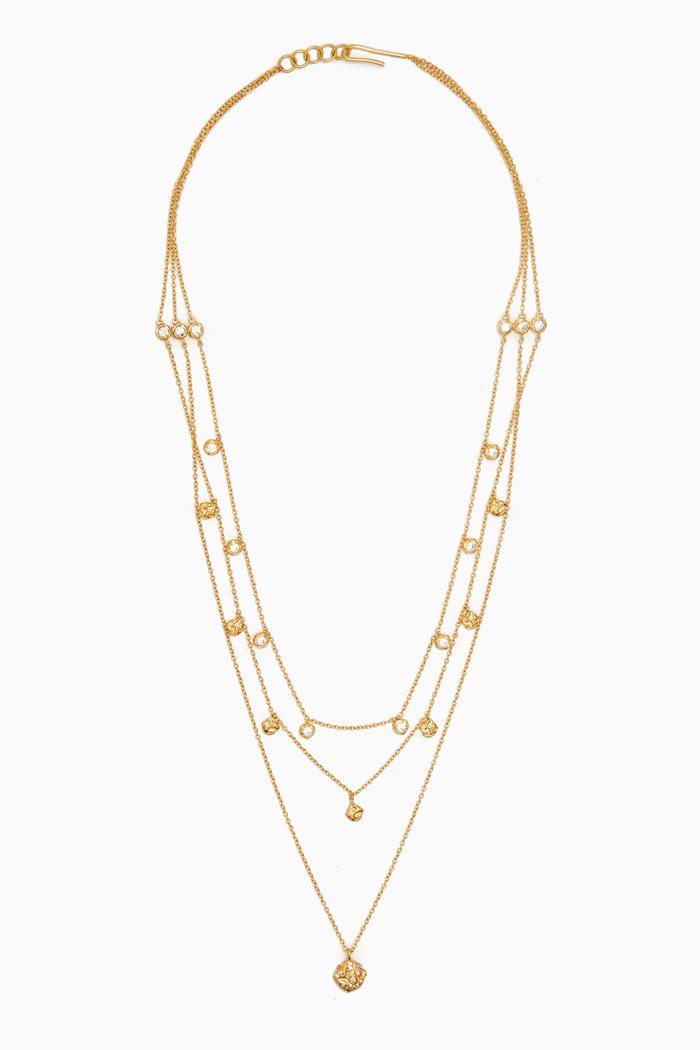 

Waves Triple Chain Necklace in 18k Gold-plated Brass