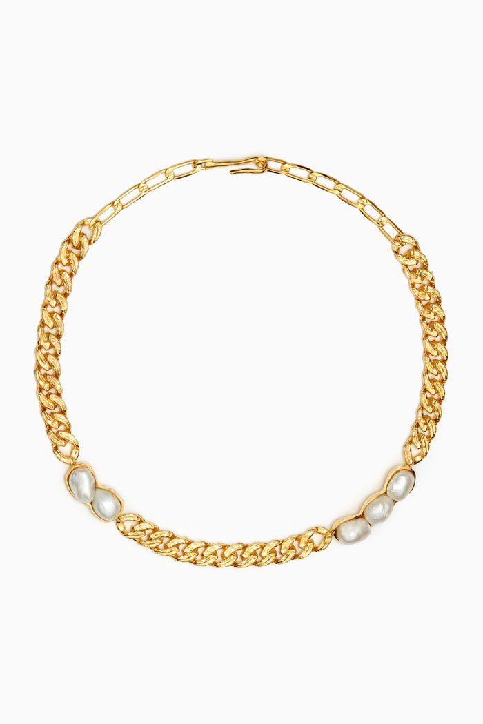 

Wave Chain Necklace in 18kt Gold-plated Brass