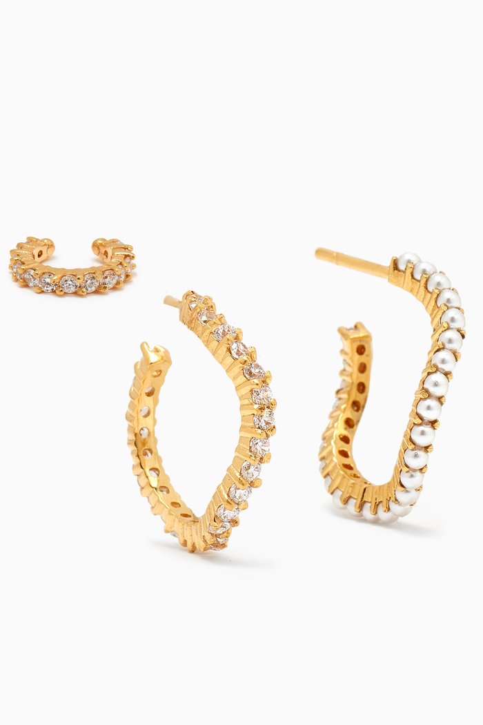 

Wave Hoop Earring Set in 18kt Gold-plated Brass