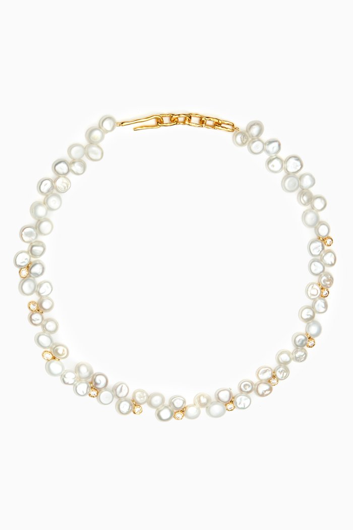 

Pearl Necklace in 18k Gold-plated Brass, White