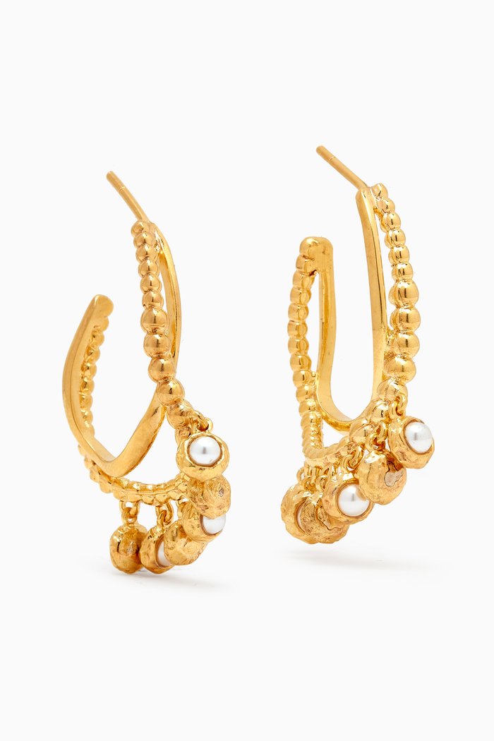 

Wave Hoop Earrings in 18kt Gold-plated Brass