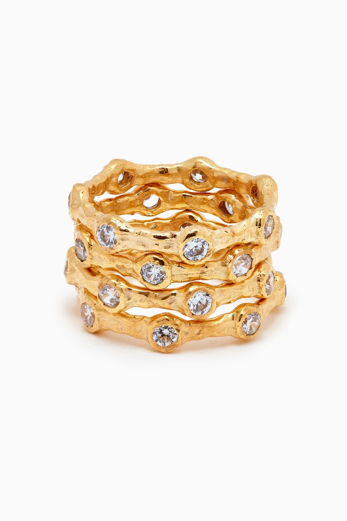 

Wave Set of 4 Rings in 18k Gold-plated Brass