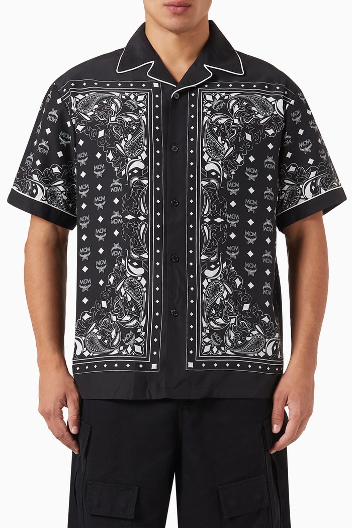 

Bandana Monogram Print Shirt in ECOVERO™, Black