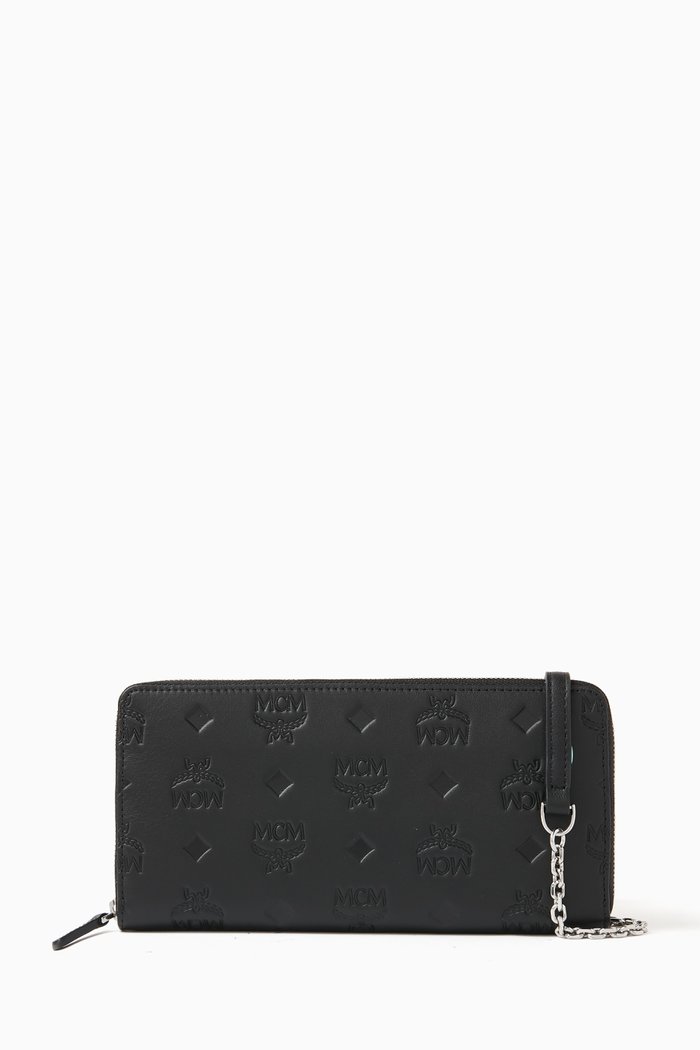 

Large Aren Chain Wallet in Visetos Leather, Black