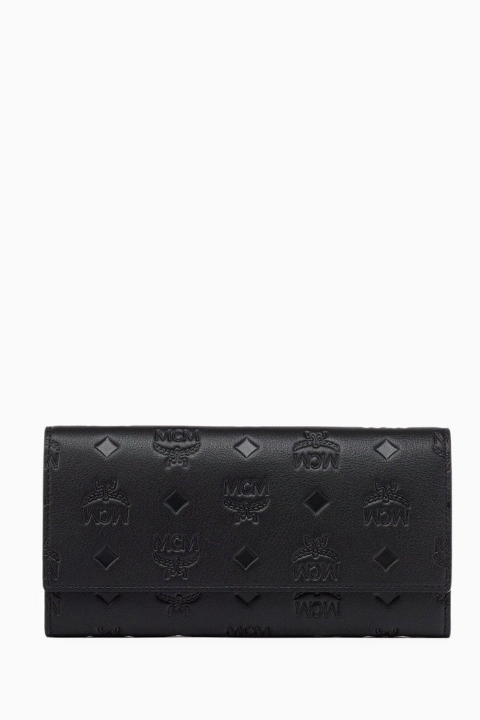 

Mini Aren Continental Wallet in Visetos Leather, Black