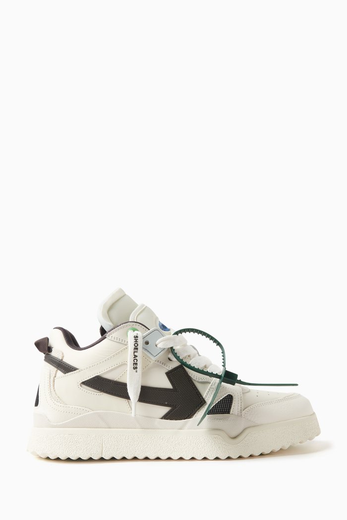 

Mid-Top Sponge Sneakers in Leather, White