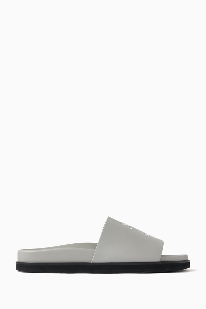 

Pool Time Slides in Leather, Grey