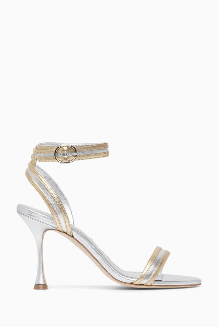 

Chongasa 90 Sandals in Metallic Leather, Gold