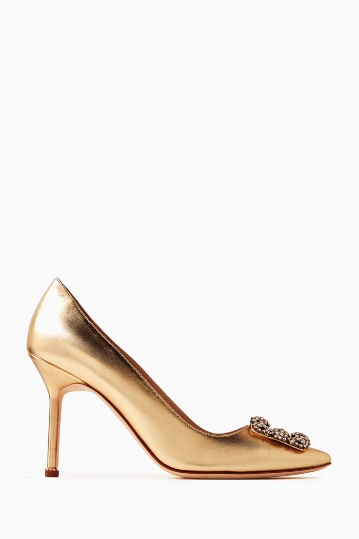 

Hangisi 90 Pumps in Metallic Leather, Gold