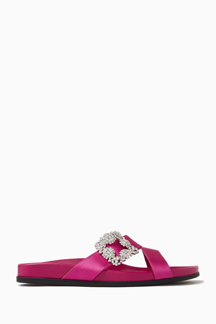 

Chilanghi Crystal Flat Slides in Satin, Purple