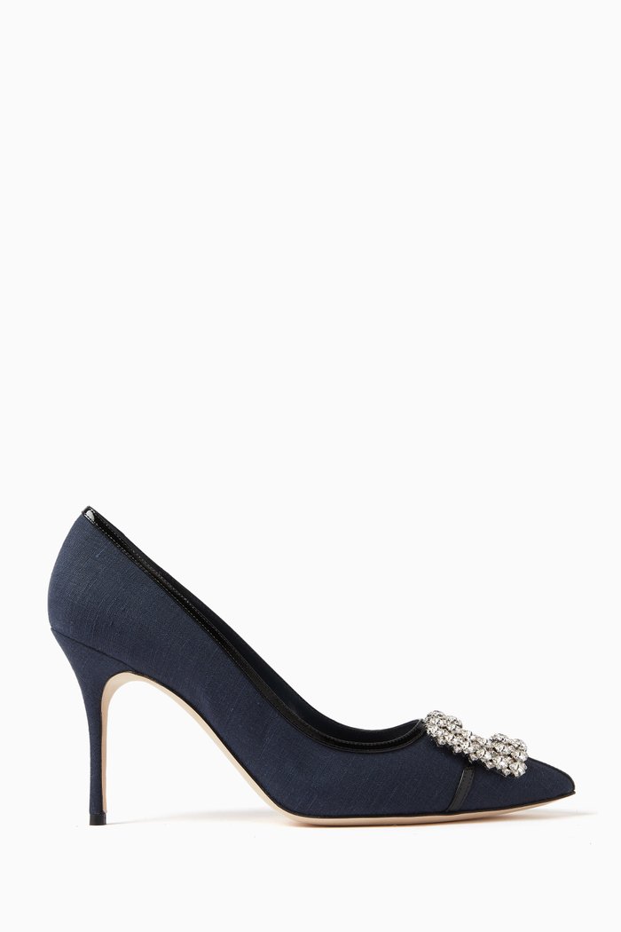 Tuberian 90 Crystal Pumps in Linen, Blue