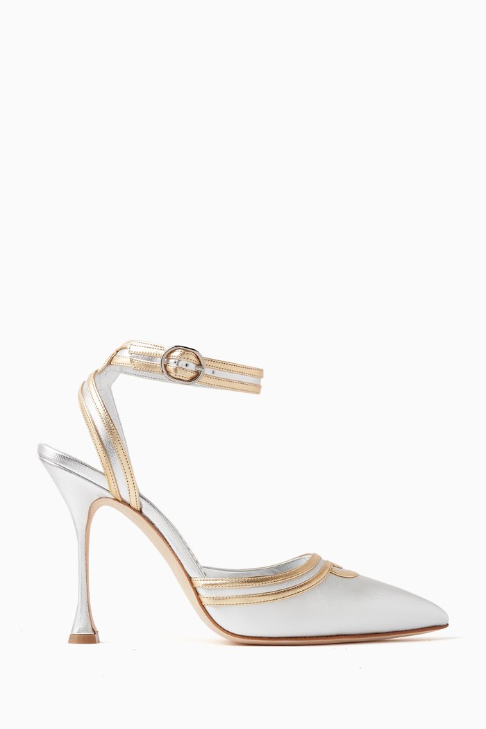 

Chonga 105 Slingback Pumps in Metallic Leather, Silver