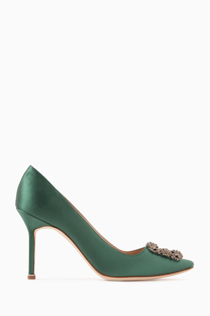 

Hangisi 90 Jewel Pumps in Satin, Green