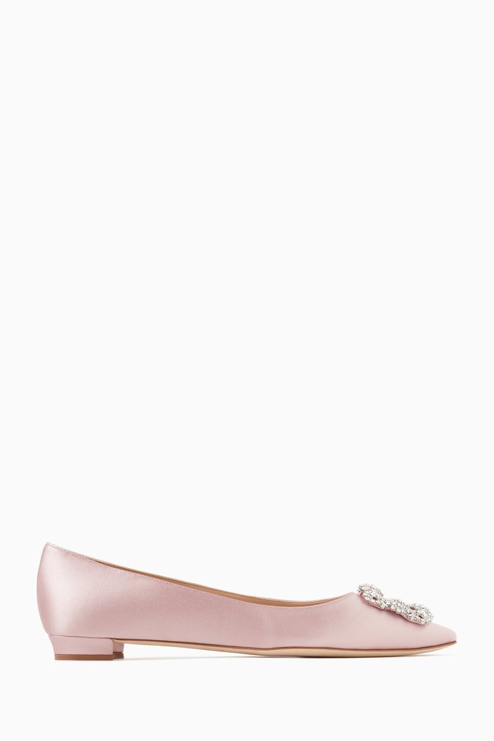 

Hangisi Jewel Ballet Flats in Satin, Pink