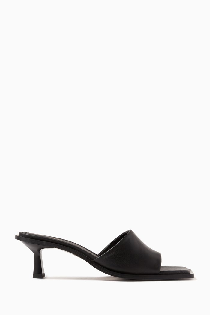 

Daphne 70 Mule Sandals in Smooth Leather, Black