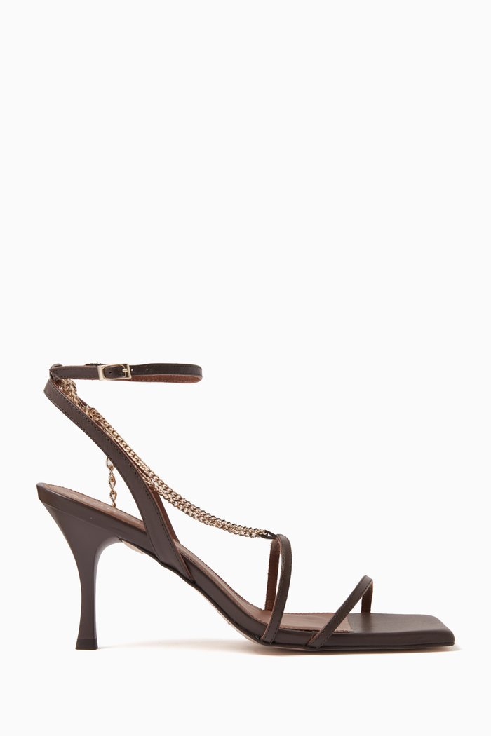 

Chain Straps 85 Sandals in Smooth Leather, Brown