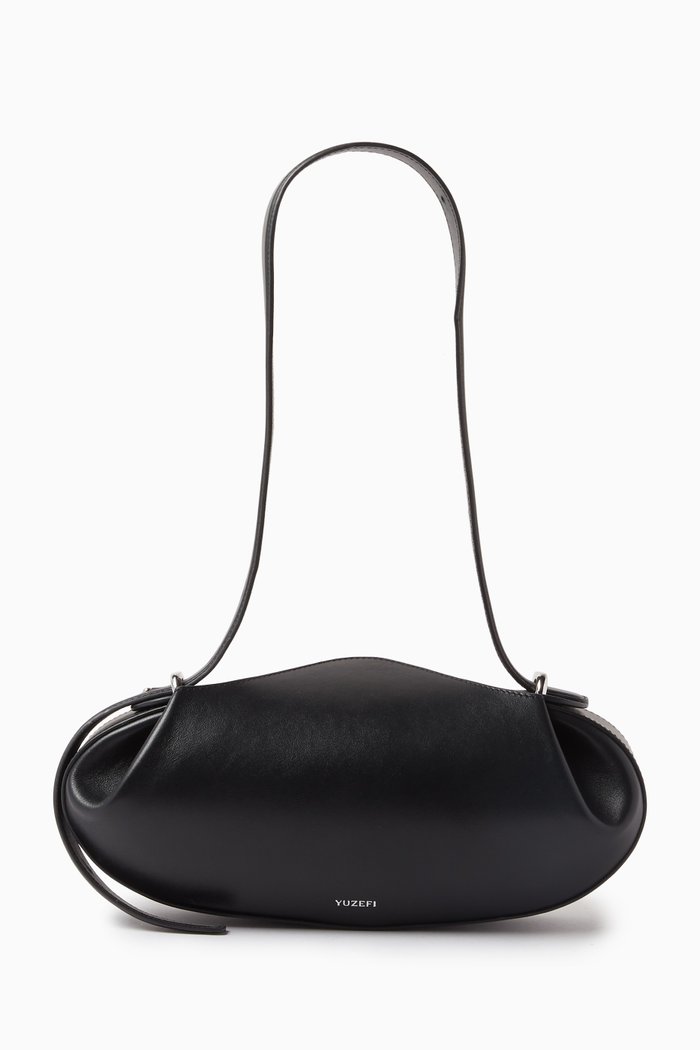 

Baton Shoulder Bag in Smooth Leather, Black