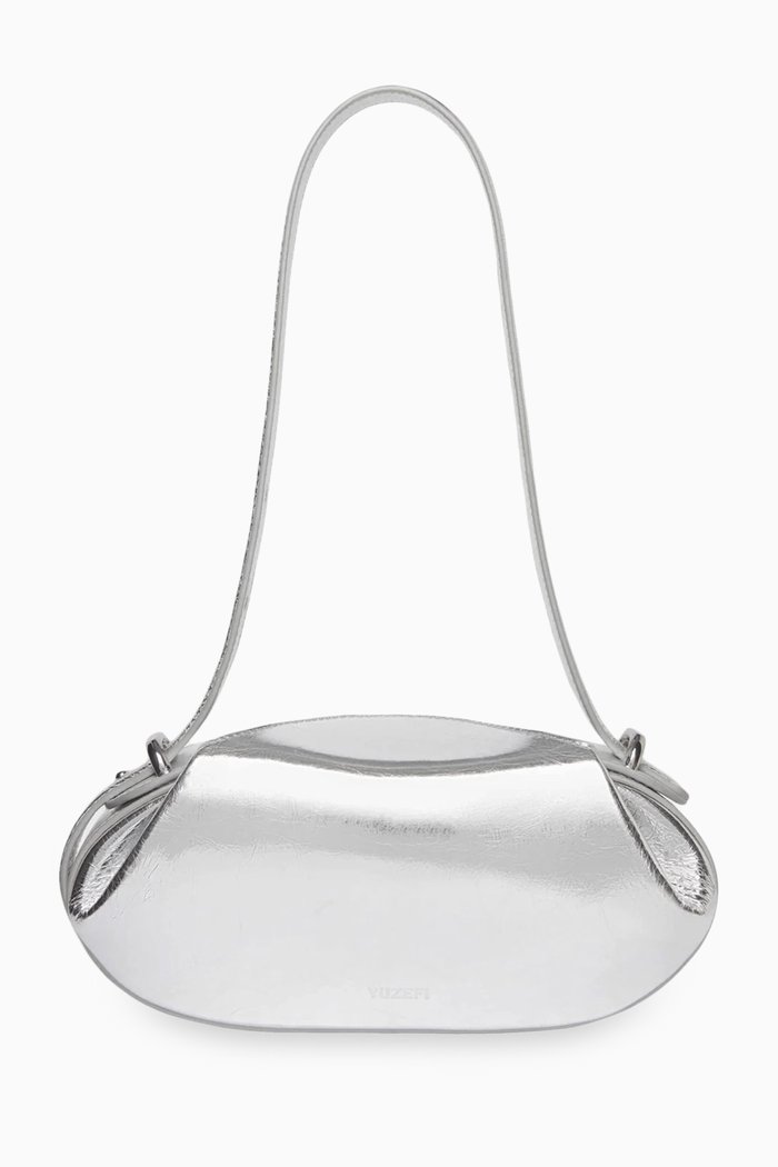 

Small Dinner Roll in Crackled Leather, Silver