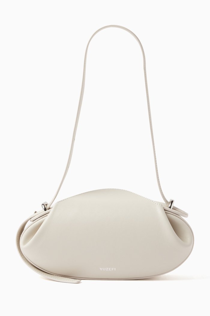 Small Dinner Roll in Smooth Leather, Neutral