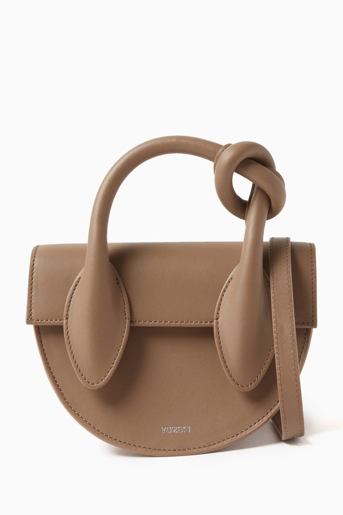 

Small Pretzel Shoulder Bag in Smooth Leather, Brown