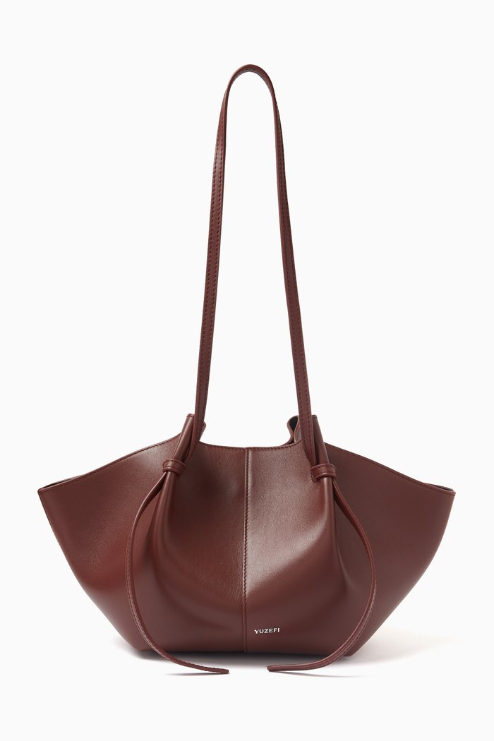 

Small Mochi Tote Bag in Smooth Leather, Brown