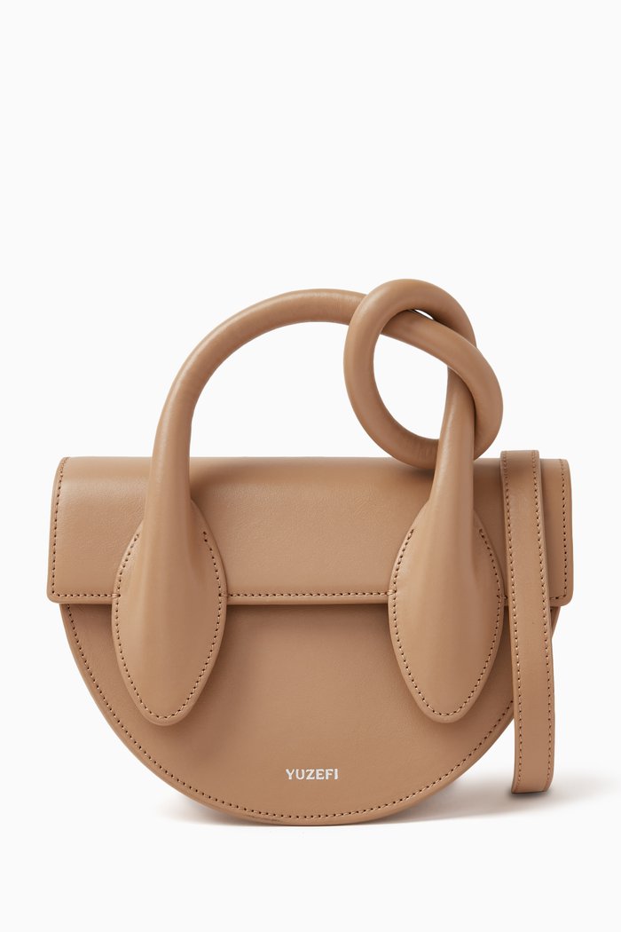 

Small Pretzel Top-handle Bag in Leather, Neutral