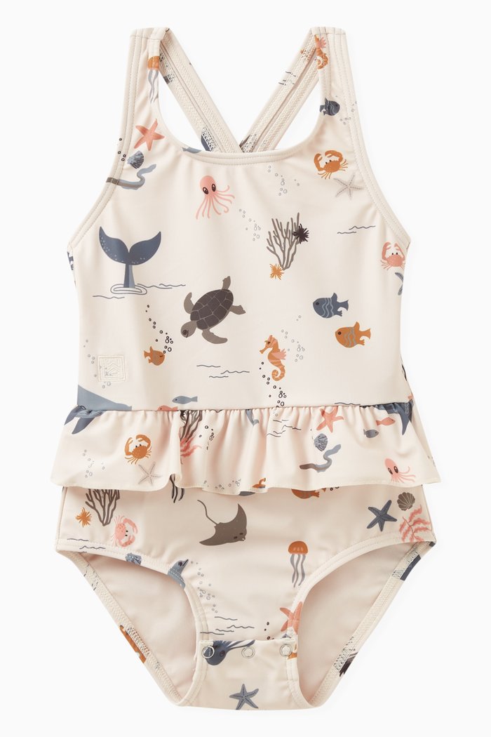 

Amina Graphic Print Swimsuit in Organic Nylon Stretch, Multicolour