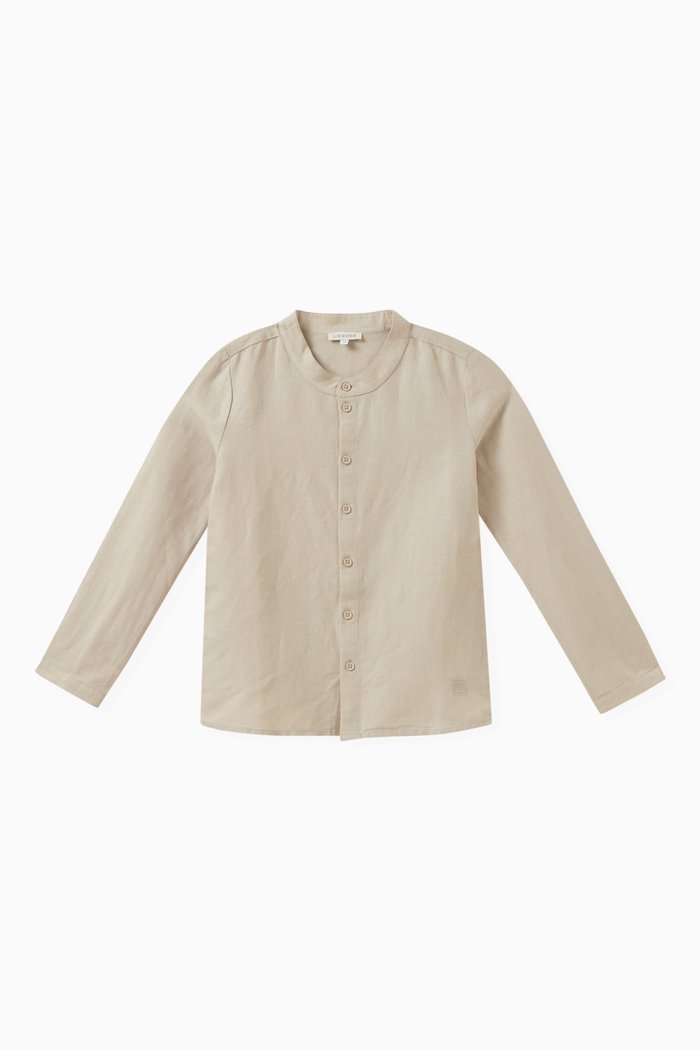 

Austin Shirt in Organic Cotton-Linen Blend, Blue