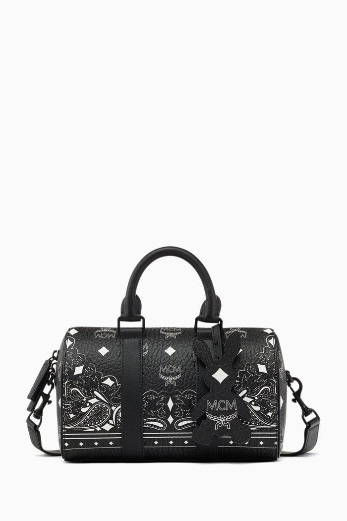 

Small Aren Boston Bag in Bandana Visetos Canvas, Black
