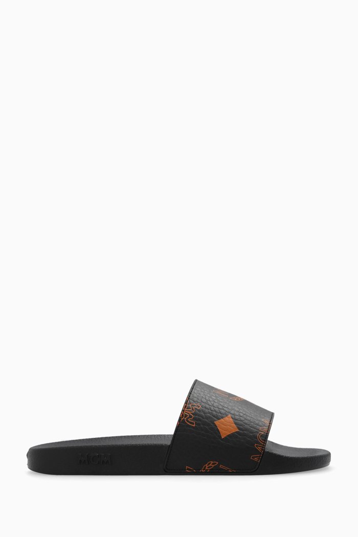

Maxi Visetos Slides in Canvas & Rubber, Black