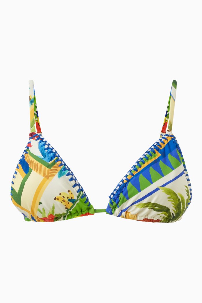 

Bahia Mixed Scarves Triangle Bikini Top in Nylon, Blue