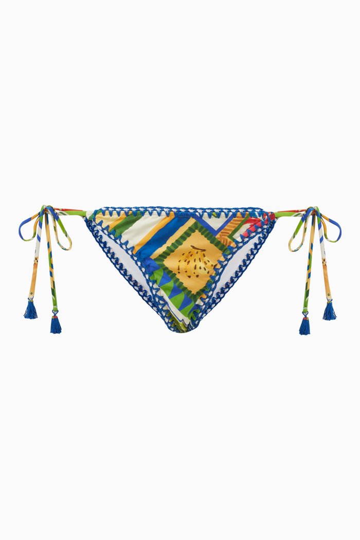 

Bahia Mixed Scarves Side Tie Bikini Briefs in Nylon, Blue